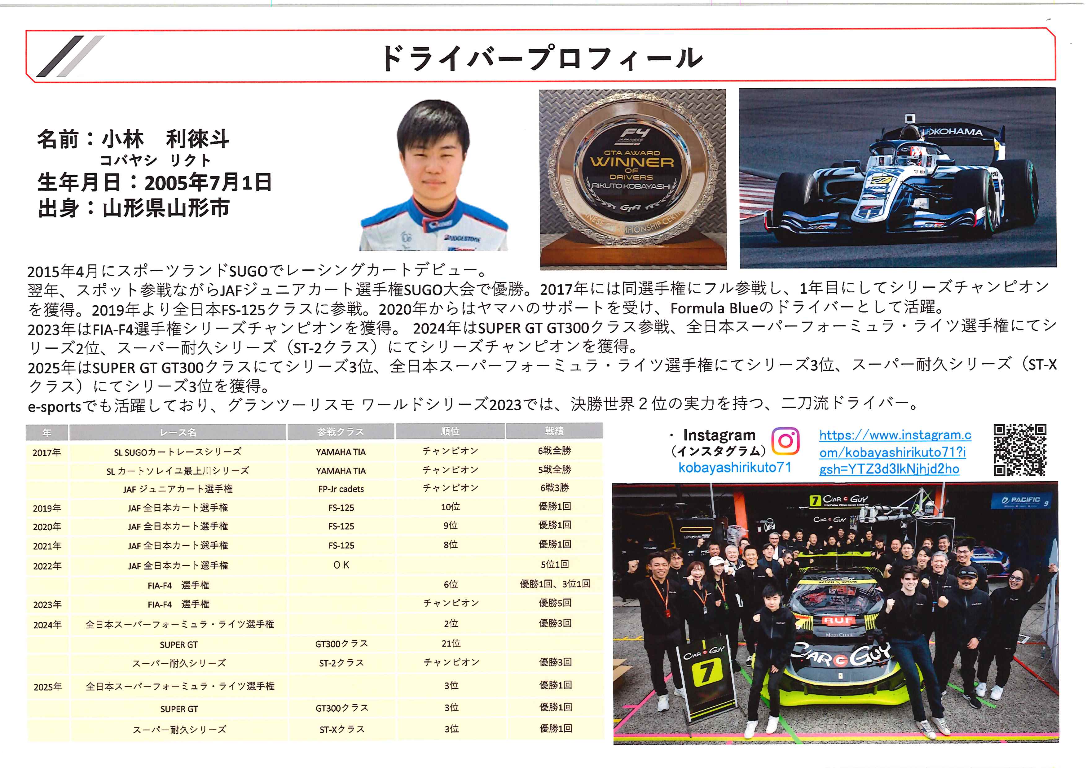 ドライバープロフィール